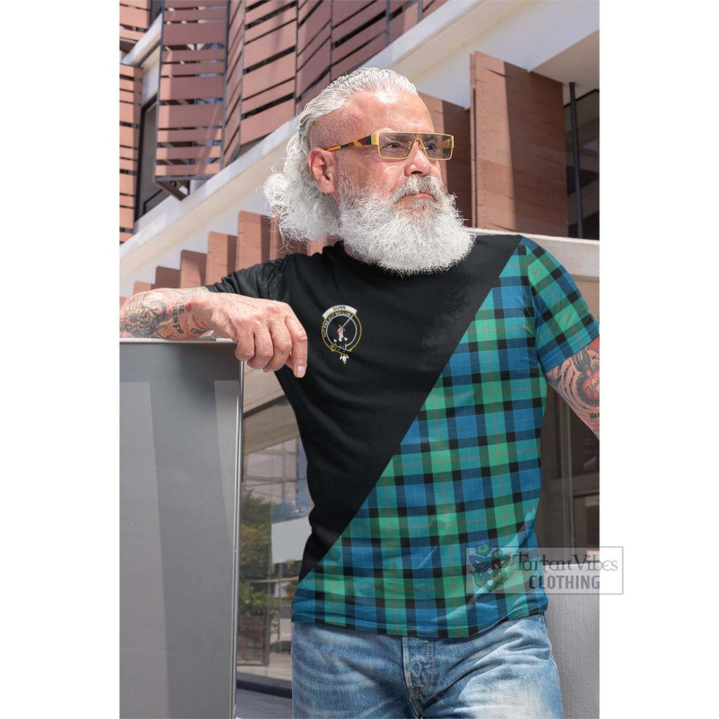 Tartan Vibes Clothing Gunn Ancient Tartan Cotton T-shirt with Family Crest and Military Logo Style