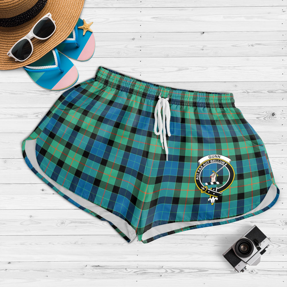 gunn-ancient-tartan-womens-shorts-with-family-crest