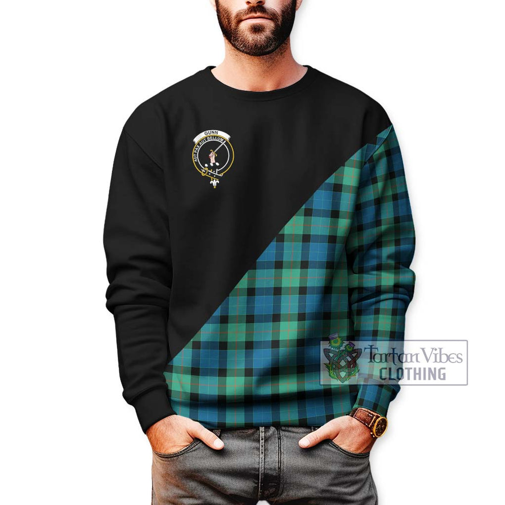 Gunn Ancient Tartan Sweatshirt with Family Crest and Military Logo Style Unisex - Tartanvibesclothing Shop