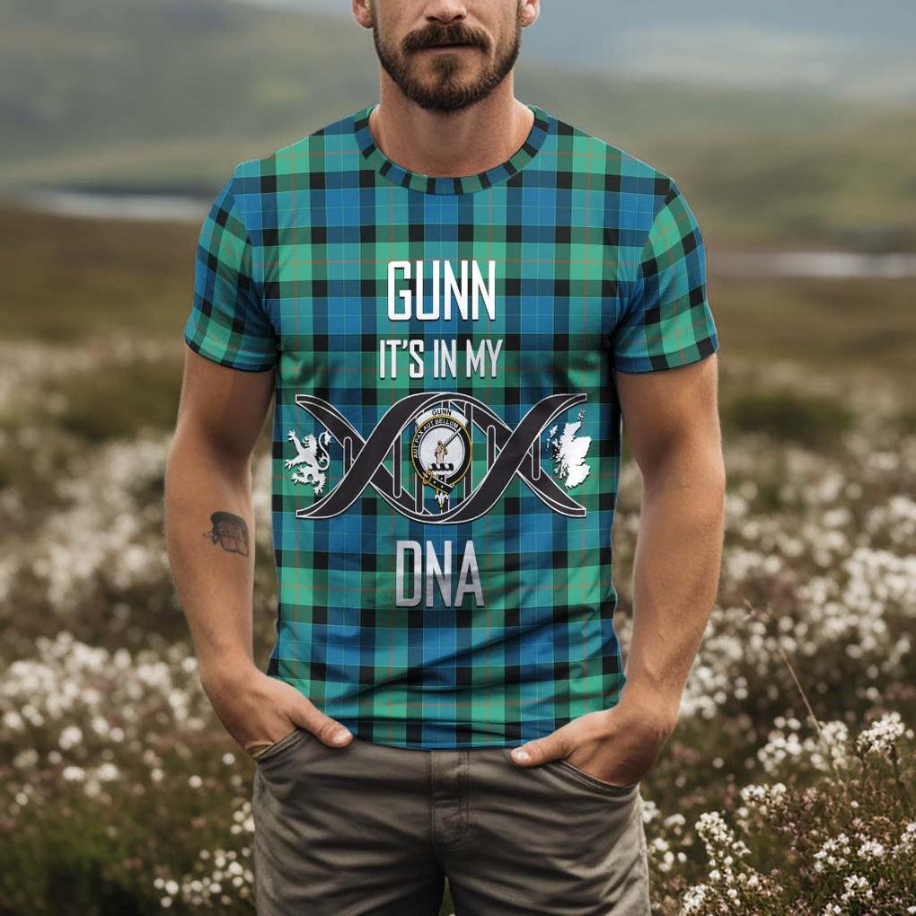 Gunn Ancient Tartan T-Shirt with Family Crest DNA In Me Style Kid's Shirt - Tartan Vibes Clothing