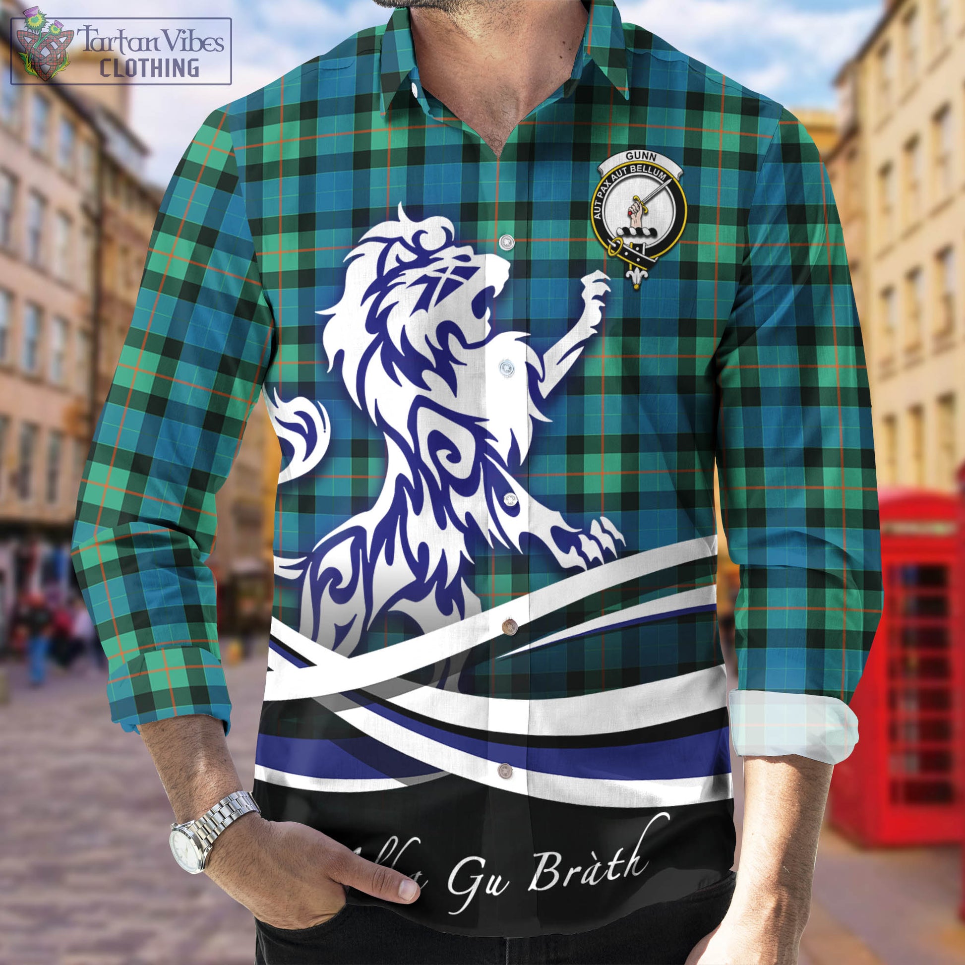 gunn-ancient-tartan-long-sleeve-button-up-shirt-with-alba-gu-brath-regal-lion-emblem