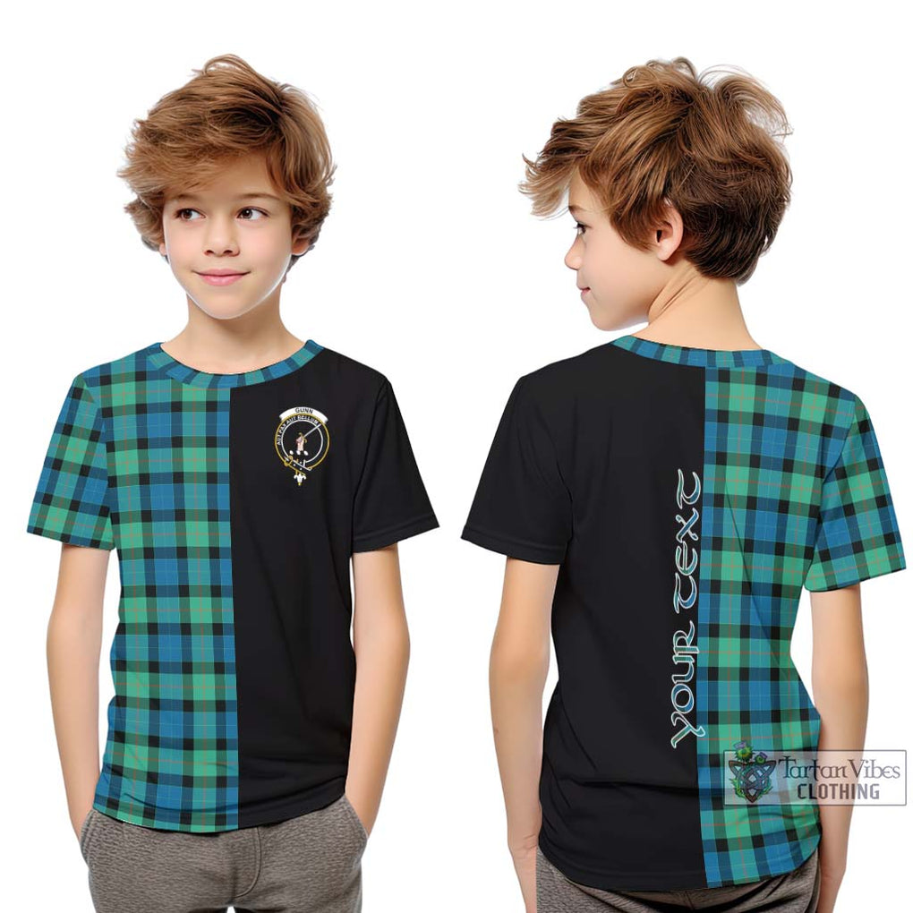 Gunn Ancient Tartan Kid T-Shirt with Family Crest and Half Of Me Style Youth XL Size14 - Tartanvibesclothing Shop