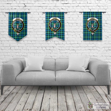 Gunn Ancient Tartan Gonfalon, Tartan Banner with Family Crest