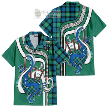 Gunn Ancient Tartan Short Sleeve Button Shirt with Epic Bagpipe Style