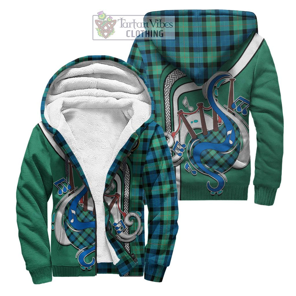 Gunn Ancient Tartan Sherpa Hoodie with Epic Bagpipe Style Unisex S - Tartanvibesclothing Shop