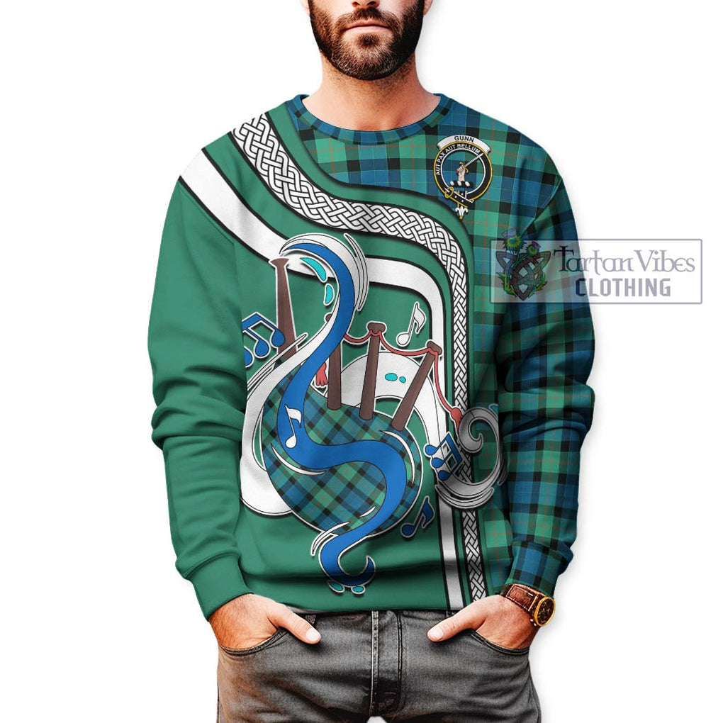 Tartan Vibes Clothing Gunn Ancient Tartan Sweatshirt with Epic Bagpipe Style