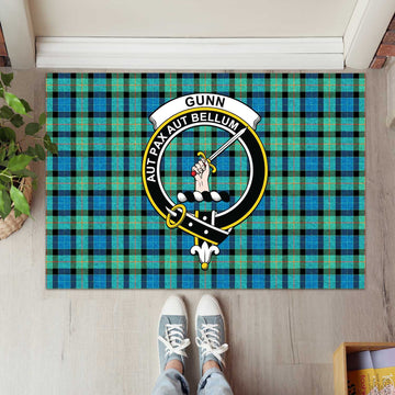 Gunn Ancient Tartan Door Mat with Family Crest