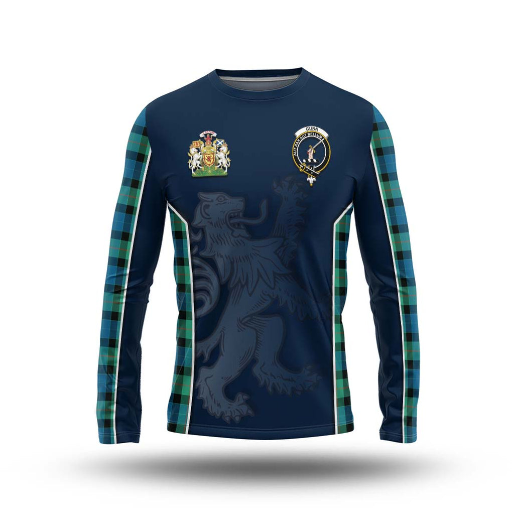 Gunn Ancient Tartan Long Sleeve T-Shirt with Family Crest and Lion Rampant Vibes Sport Style Unisex - Tartan Vibes Clothing