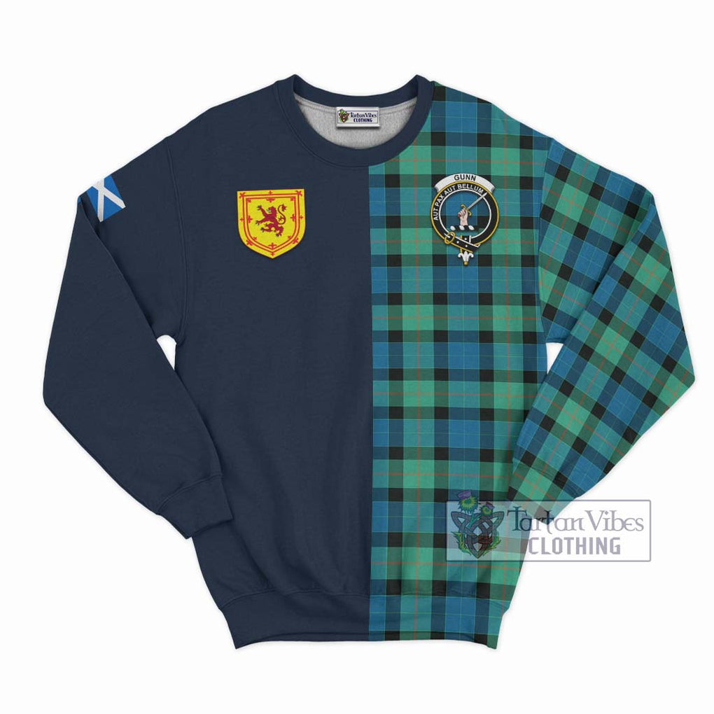 Tartan Vibes Clothing Gunn Ancient Tartan Sweatshirt with Scottish Lion Royal Arm Half Style