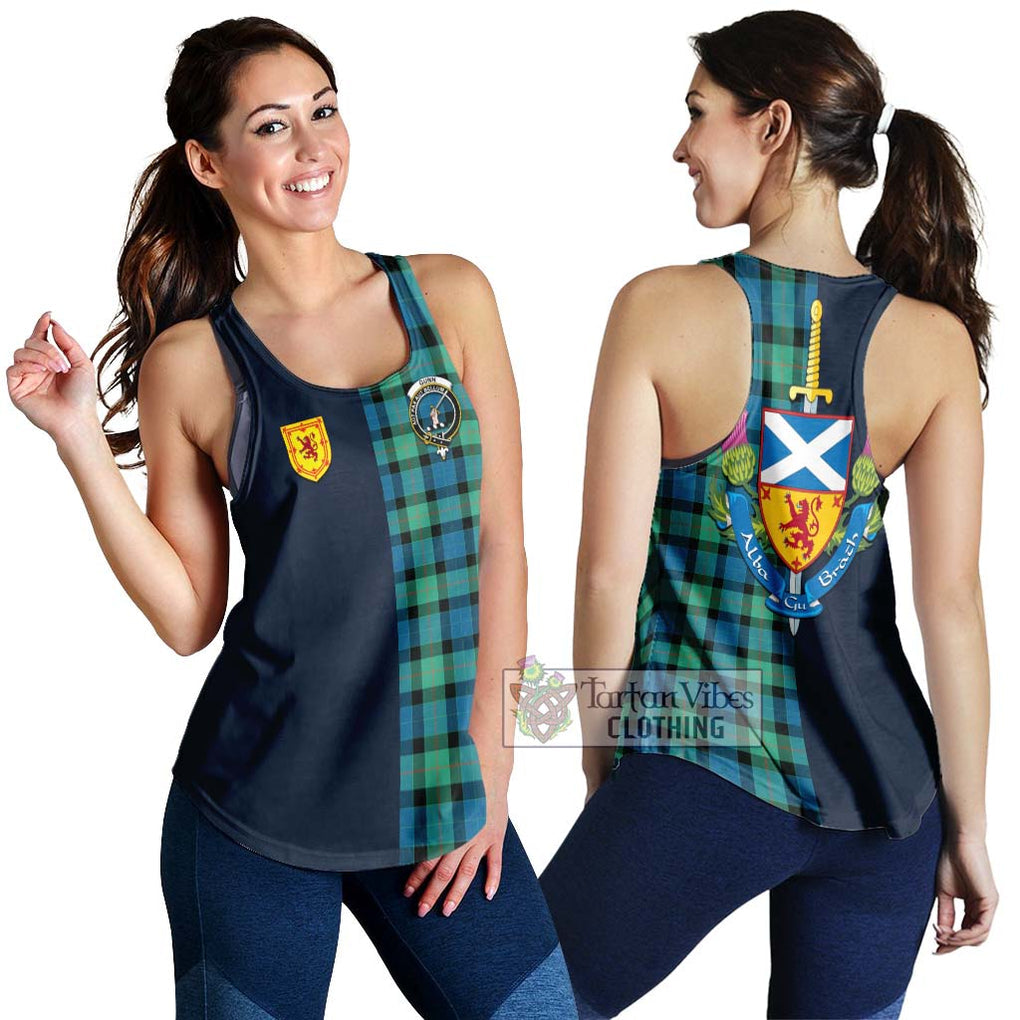 Tartan Vibes Clothing Gunn Ancient Tartan Women's Racerback Tanks with Scottish Lion Royal Arm Half Style