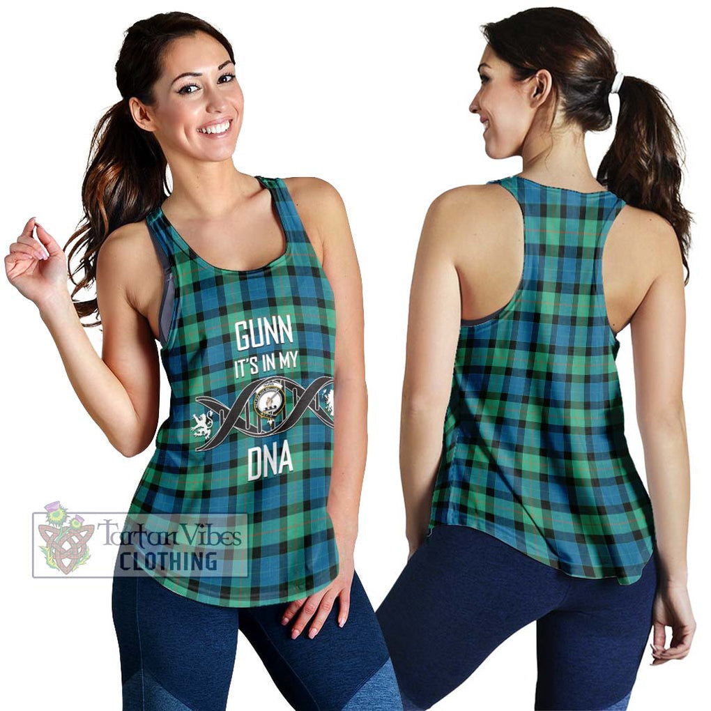 Gunn Ancient Tartan Women's Racerback Tanks with Family Crest DNA In Me Style 4XL - Tartanvibesclothing Shop