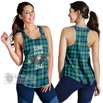 Gunn Ancient Tartan Women's Racerback Tanks with Family Crest DNA In Me Style