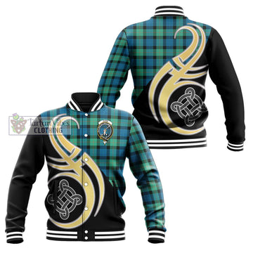 Gunn Ancient Tartan Baseball Jacket with Family Crest and Celtic Symbol Style