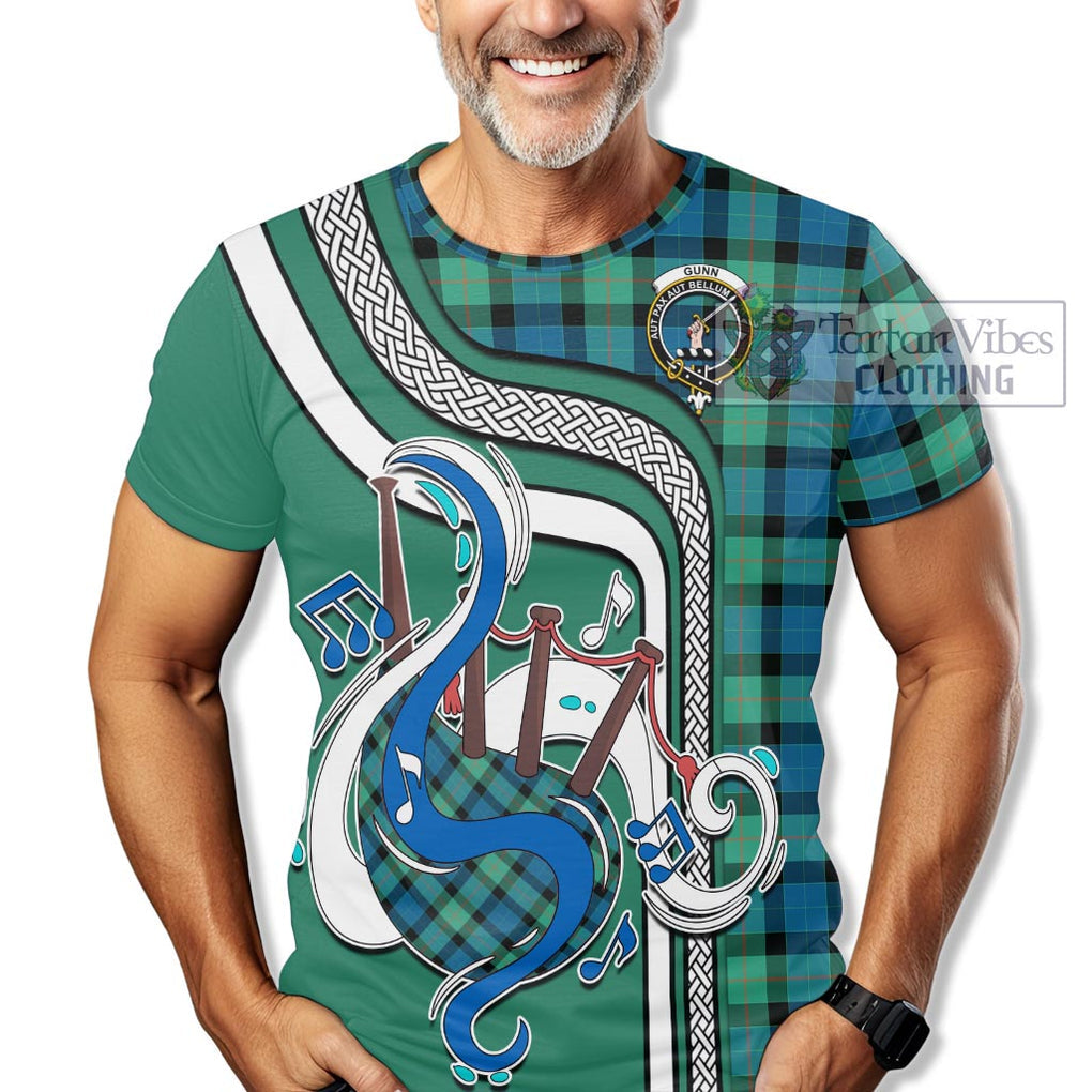 Gunn Ancient Tartan T-Shirt with Epic Bagpipe Style Kid's Shirt - Tartanvibesclothing Shop