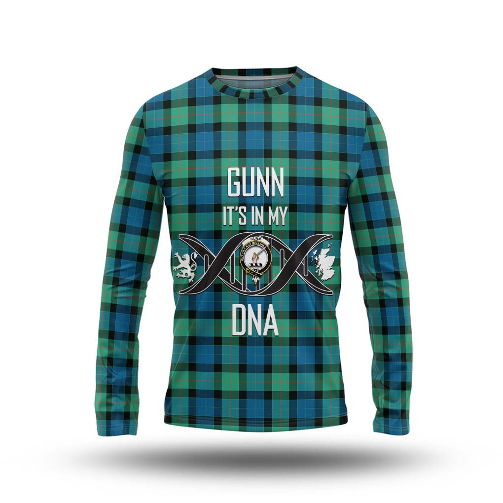 Gunn Ancient Tartan Long Sleeve T-Shirt with Family Crest DNA In Me Style Unisex - Tartanvibesclothing Shop