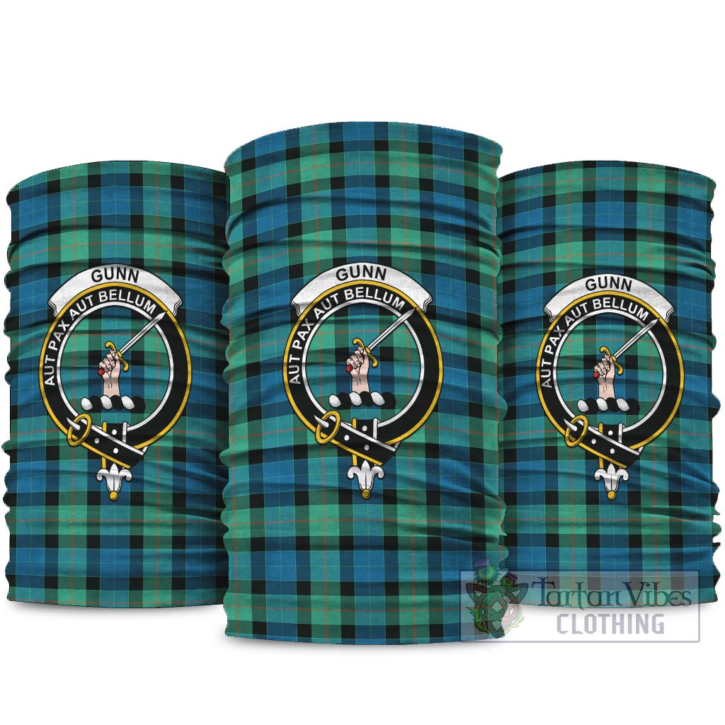 Gunn Ancient Tartan Neck Gaiters, Tartan Bandanas, Tartan Head Band with Family Crest