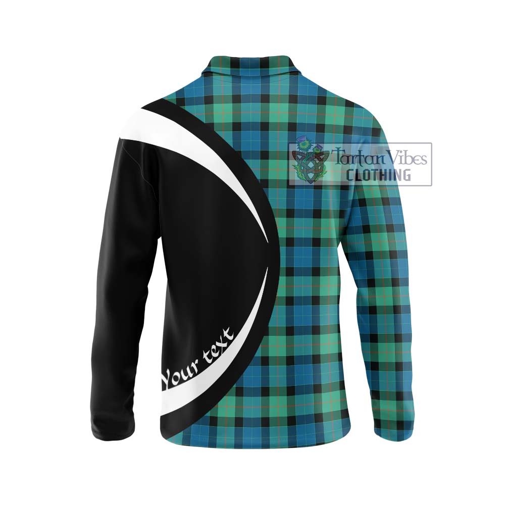 Gunn Ancient Tartan Long Sleeve Polo Shirt with Family Crest Circle Style - Tartan Vibes Clothing