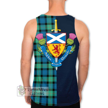 Gunn Ancient Tartan Men's Tank Top Alba with Scottish Lion Royal Arm Half Style