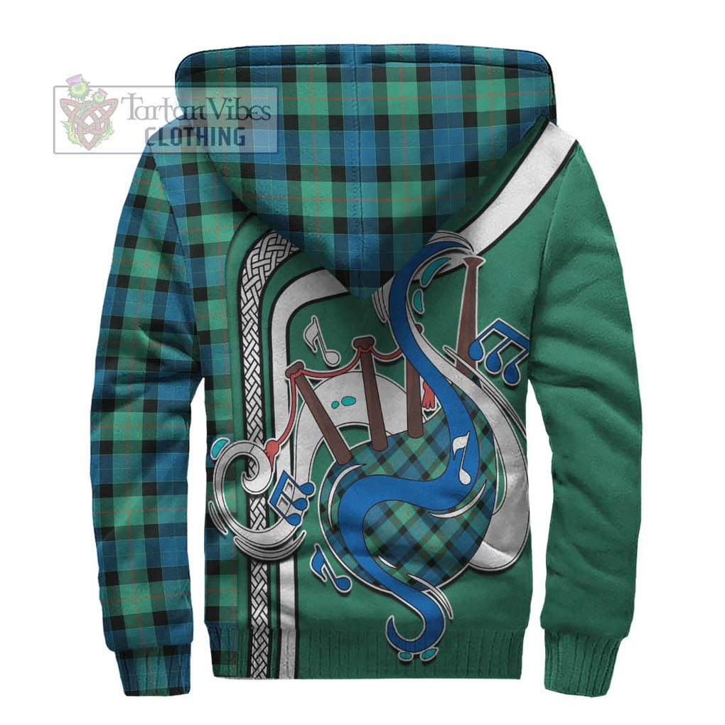 Gunn Ancient Tartan Sherpa Hoodie with Epic Bagpipe Style - Tartanvibesclothing Shop