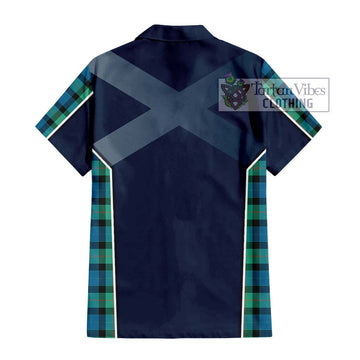 Gunn Ancient Tartan Short Sleeve Button Shirt with Family Crest and Lion Rampant Vibes Sport Style