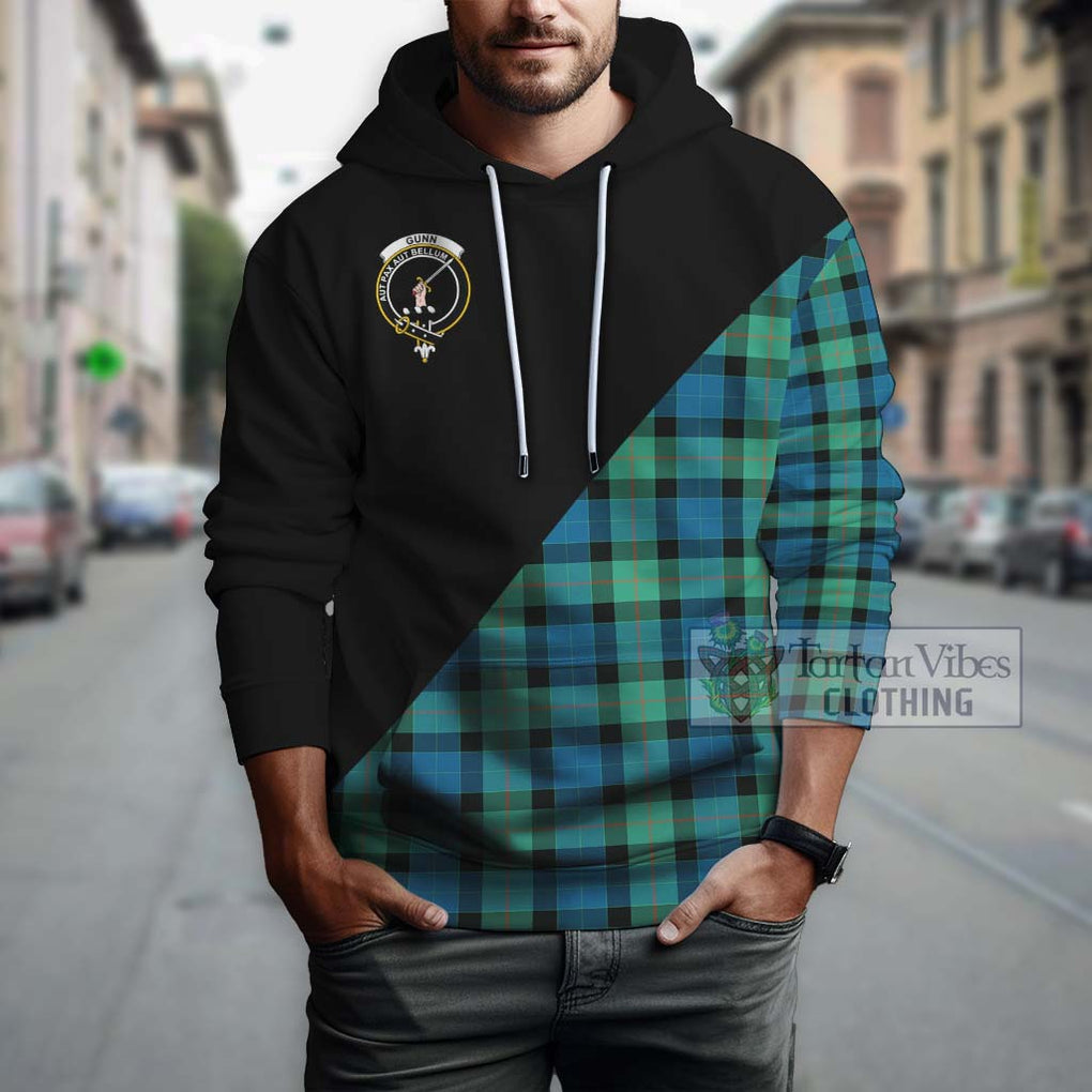 Gunn Ancient Tartan Hoodie with Family Crest and Military Logo Style - Tartanvibesclothing Shop