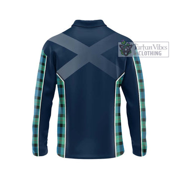 Gunn Ancient Tartan Long Sleeve Polo Shirt with Family Crest and Lion Rampant Vibes Sport Style