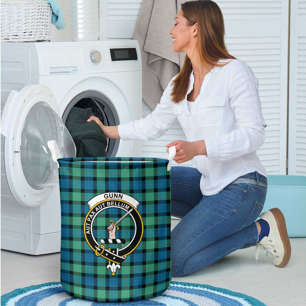 Gunn Ancient Tartan Laundry Basket with Family Crest - Tartanvibesclothing Shop