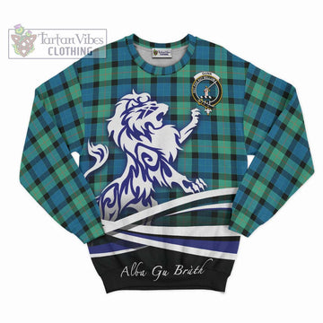 Gunn Ancient Tartan Sweatshirt with Alba Gu Brath Regal Lion Emblem