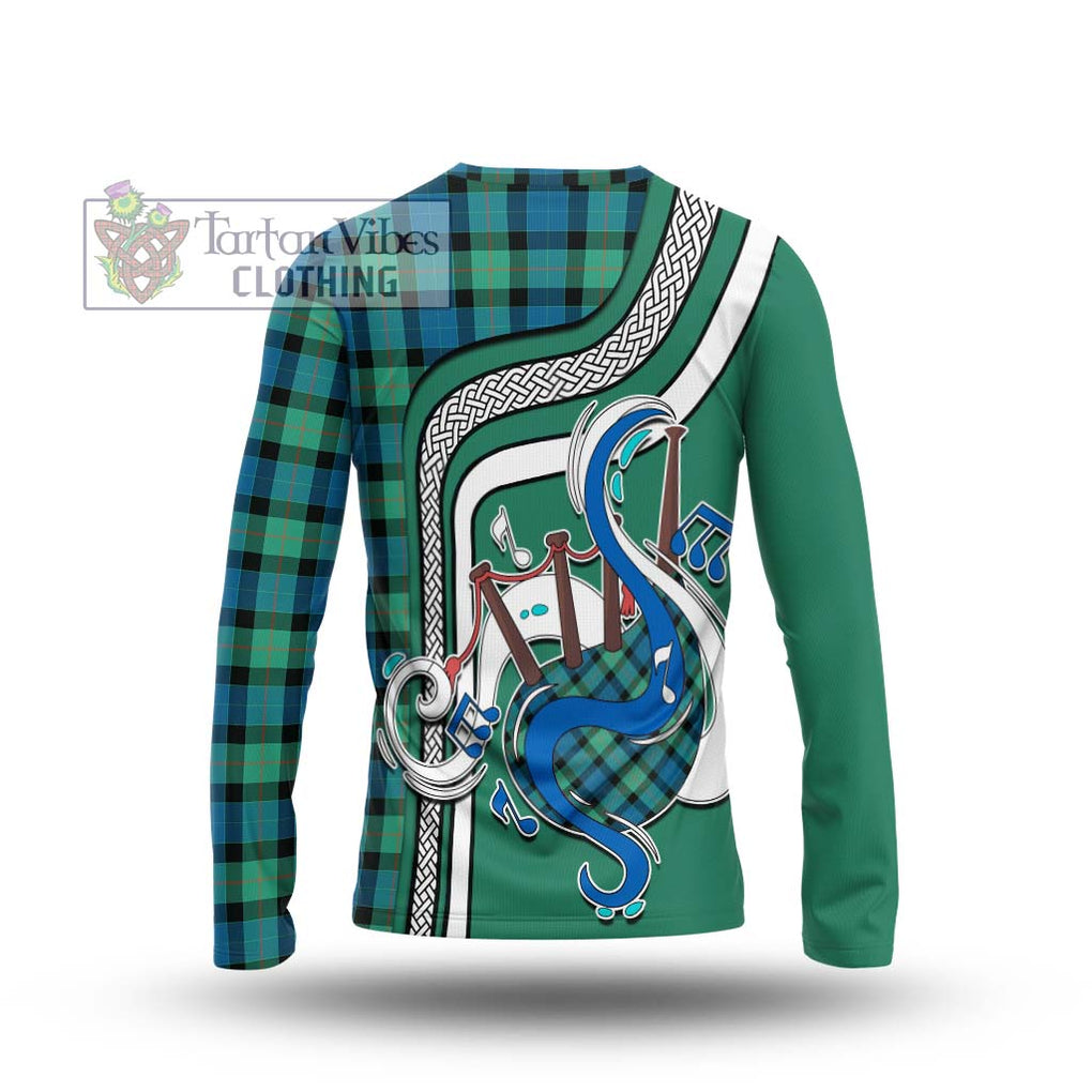 Tartan Vibes Clothing Gunn Ancient Tartan Long Sleeve T-Shirt with Epic Bagpipe Style