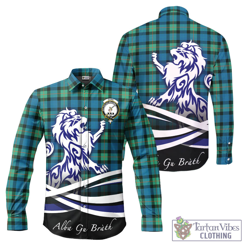 gunn-ancient-tartan-long-sleeve-button-up-shirt-with-alba-gu-brath-regal-lion-emblem