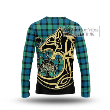 Gunn Ancient Tartan Long Sleeve T-Shirt with Family Crest Celtic Wolf Style