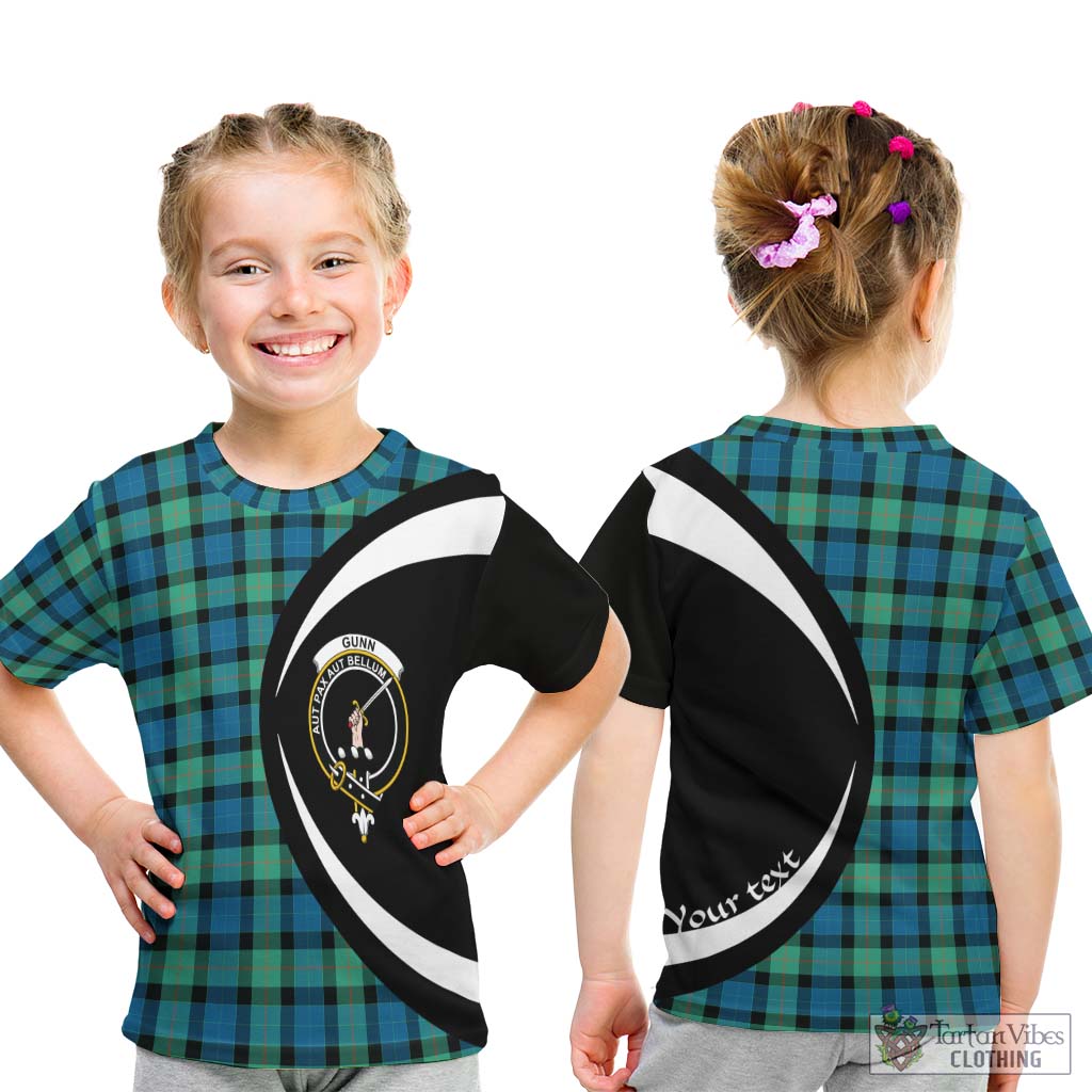 Gunn Ancient Tartan Kid T-Shirt with Family Crest Circle Style - Tartan Vibes Clothing