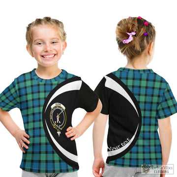 Gunn Ancient Tartan Kid T-Shirt with Family Crest Circle Style