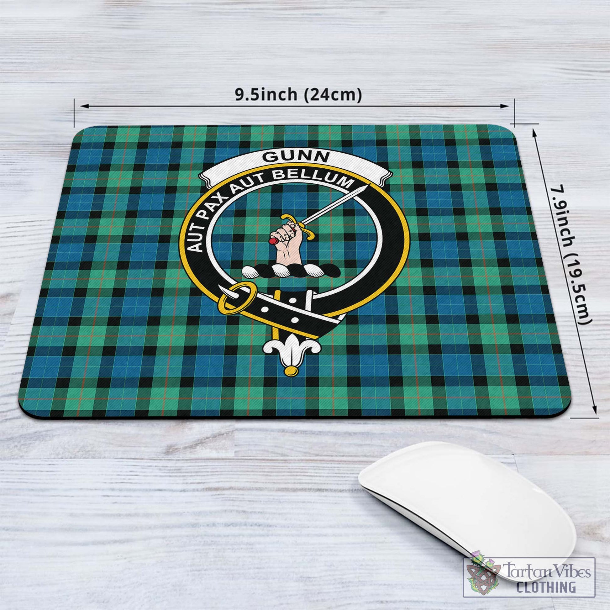 Tartan Vibes Clothing Gunn Ancient Tartan Mouse Pad with Family Crest