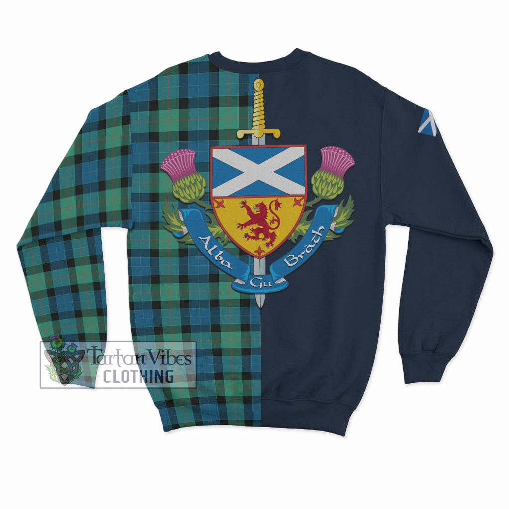 Tartan Vibes Clothing Gunn Ancient Tartan Sweatshirt with Scottish Lion Royal Arm Half Style