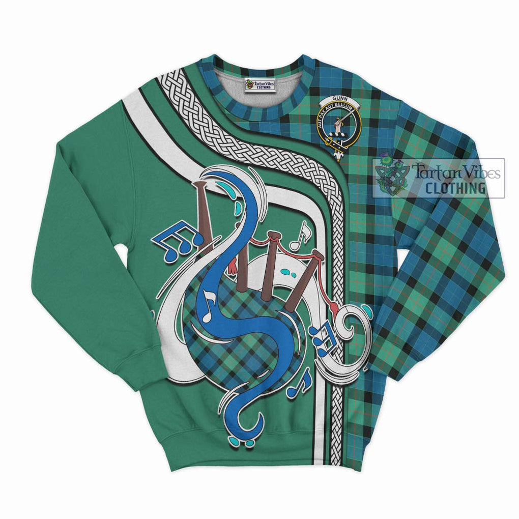 Tartan Vibes Clothing Gunn Ancient Tartan Sweatshirt with Epic Bagpipe Style