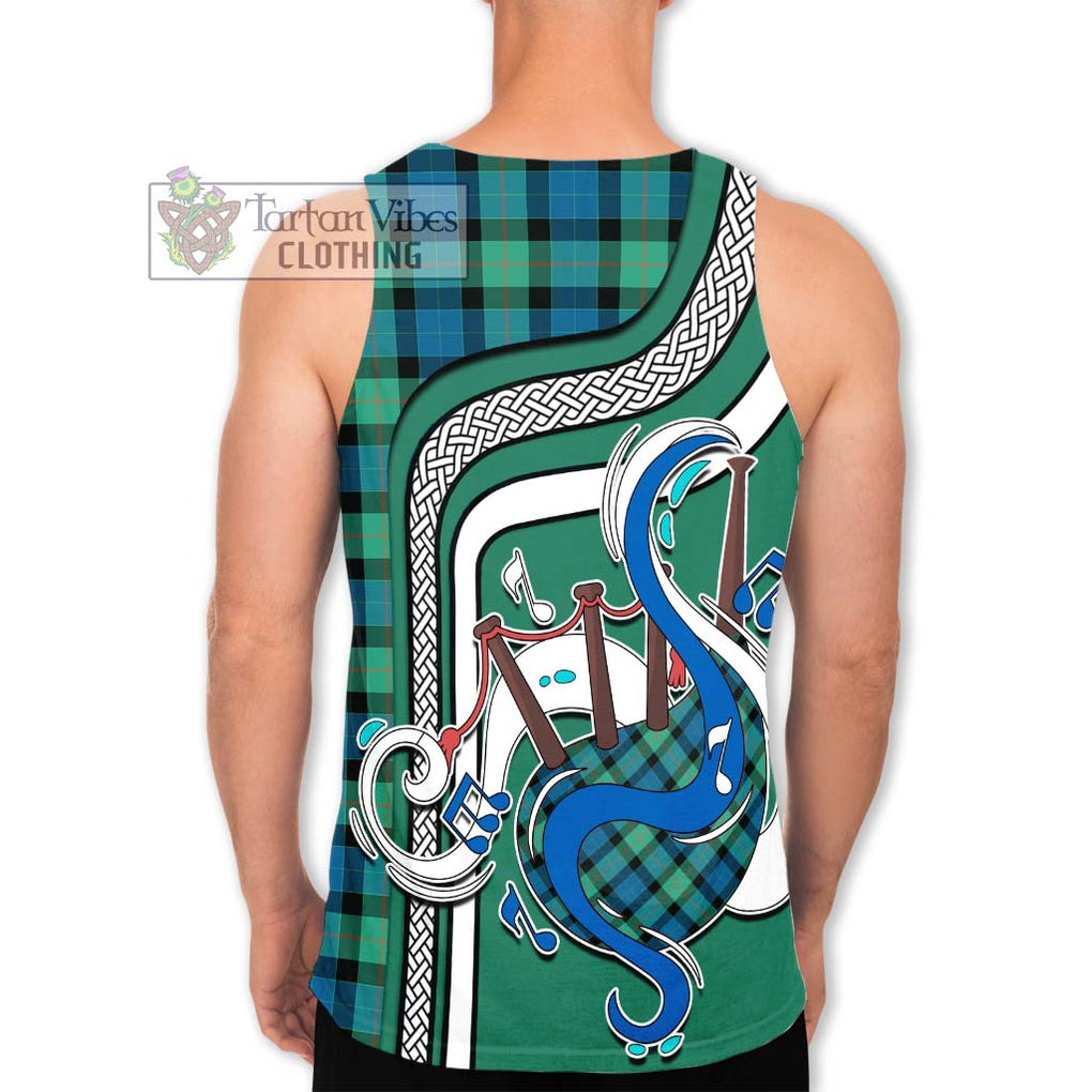 Gunn Ancient Tartan Men's Tank Top with Epic Bagpipe Style - Tartanvibesclothing Shop