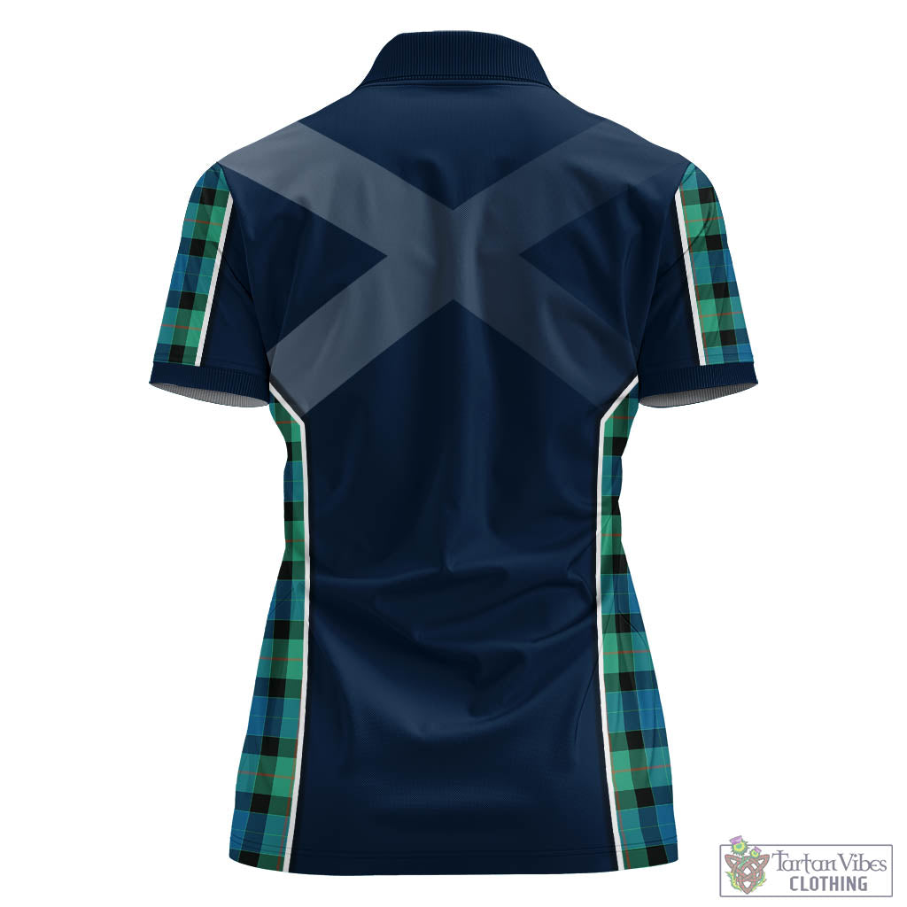 Tartan Vibes Clothing Gunn Ancient Tartan Women's Polo Shirt with Family Crest and Scottish Thistle Vibes Sport Style