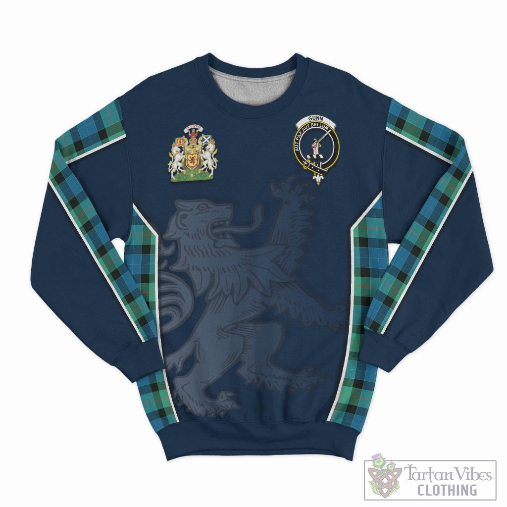 Tartan Vibes Clothing Gunn Ancient Tartan Sweater with Family Crest and Lion Rampant Vibes Sport Style