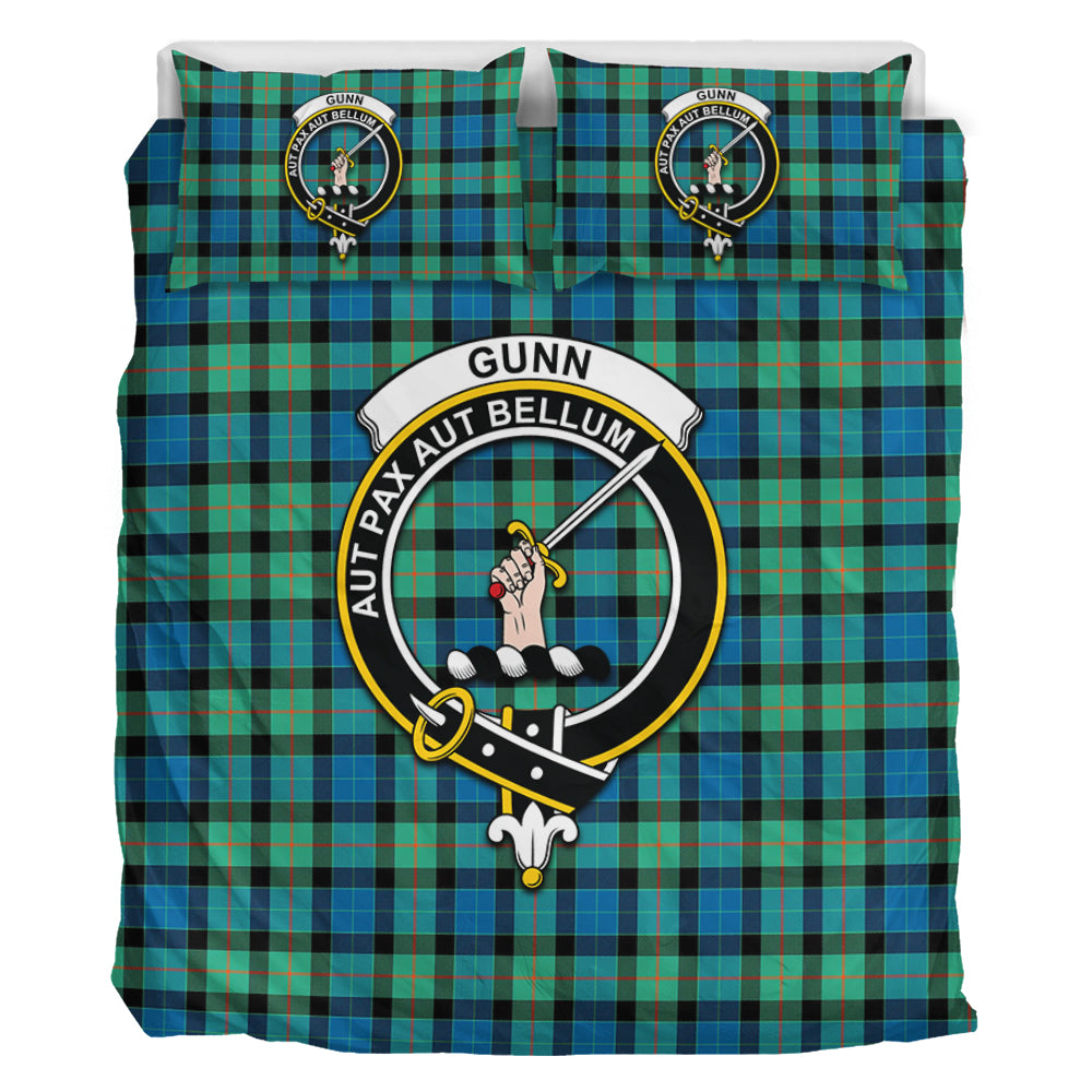 Gunn Ancient Tartan Bedding Set with Family Crest - Tartan Vibes Clothing