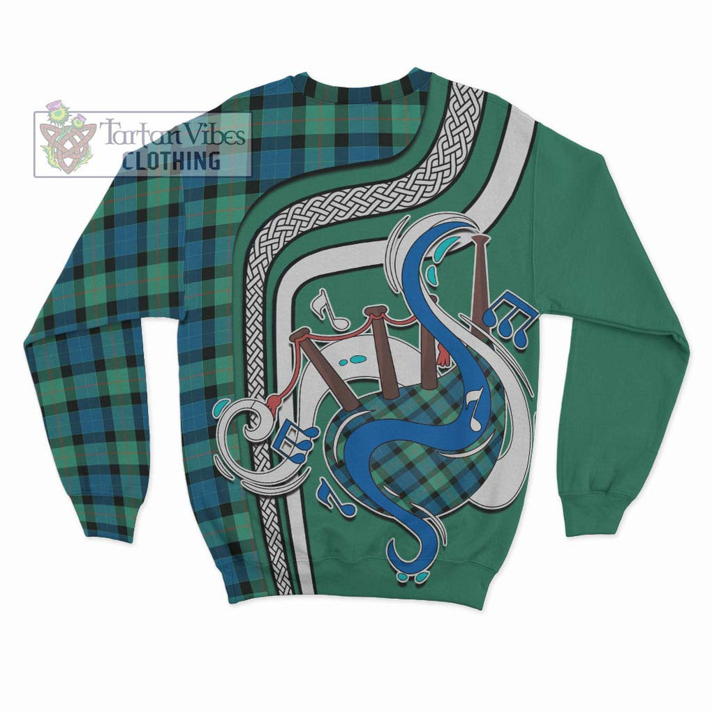 Tartan Vibes Clothing Gunn Ancient Tartan Sweatshirt with Epic Bagpipe Style