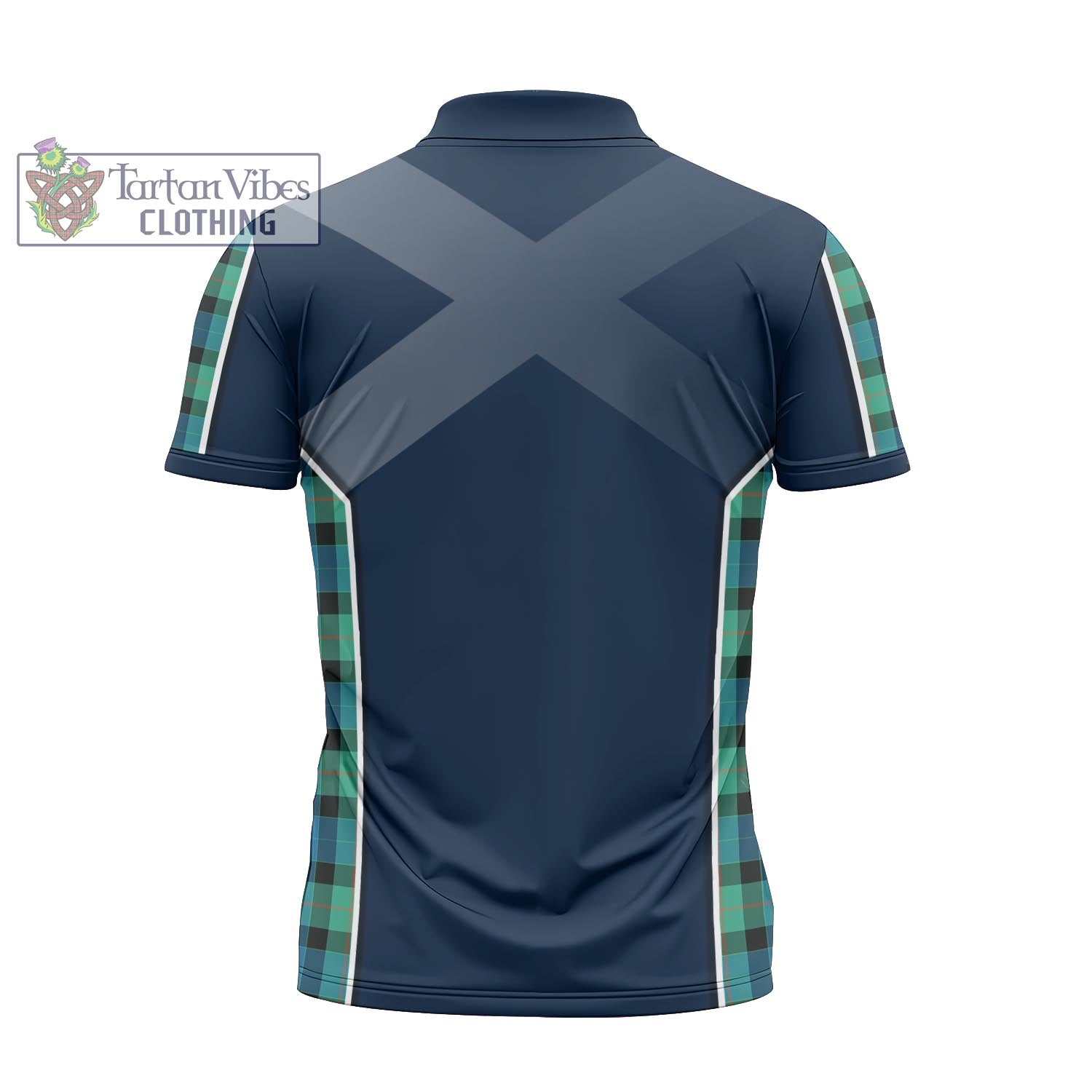 Tartan Vibes Clothing Gunn Ancient Tartan Zipper Polo Shirt with Family Crest and Scottish Thistle Vibes Sport Style