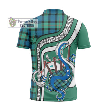 Gunn Ancient Tartan Zipper Polo Shirt with Epic Bagpipe Style