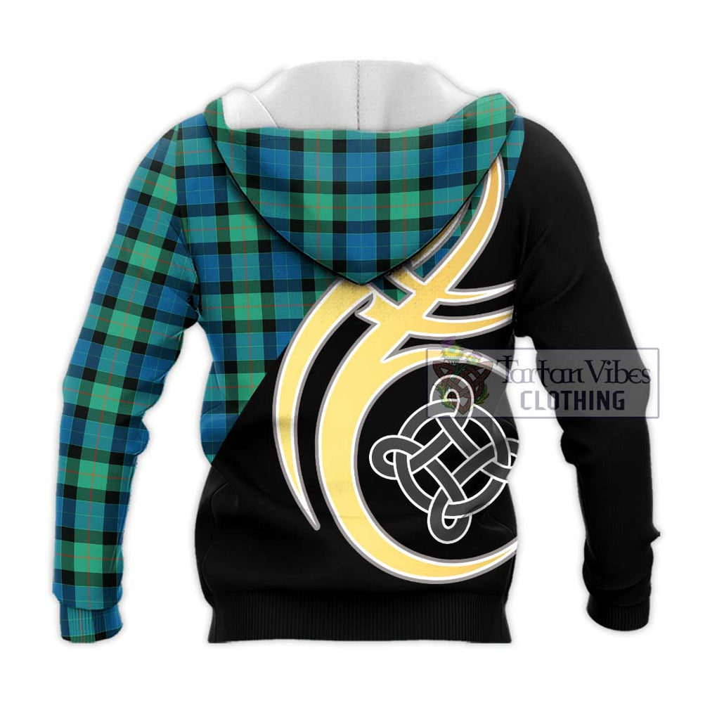 Gunn Ancient Tartan Knitted Hoodie with Family Crest and Celtic Symbol Style - Tartan Vibes Clothing