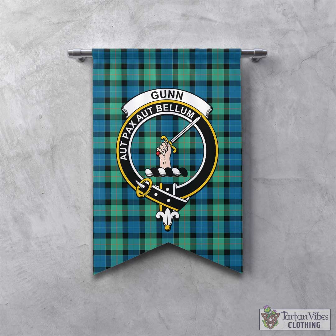 Tartan Vibes Clothing Gunn Ancient Tartan Gonfalon, Tartan Banner with Family Crest