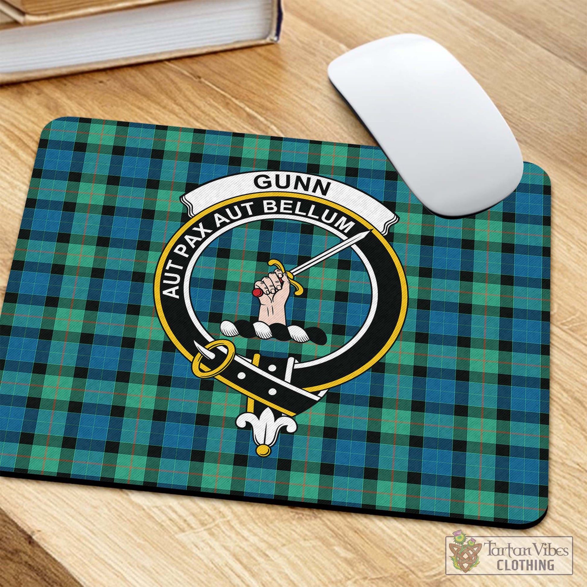 Tartan Vibes Clothing Gunn Ancient Tartan Mouse Pad with Family Crest