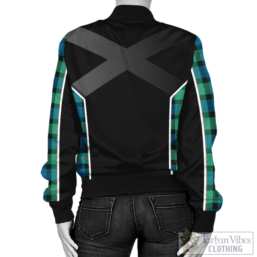 Tartan Vibes Clothing Gunn Ancient Tartan Bomber Jacket with Family Crest and Scottish Thistle Vibes Sport Style