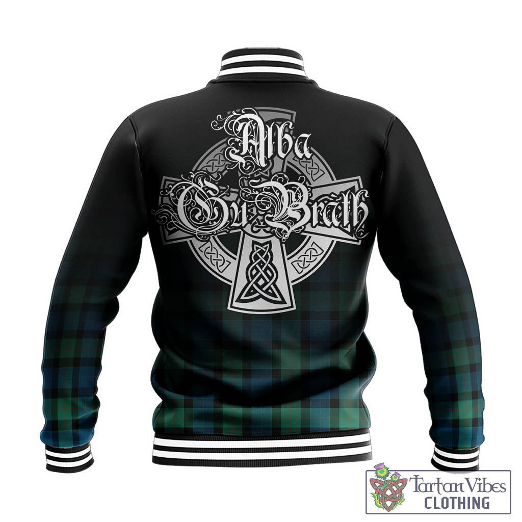 Tartan Vibes Clothing Gunn Ancient Tartan Baseball Jacket Featuring Alba Gu Brath Family Crest Celtic Inspired