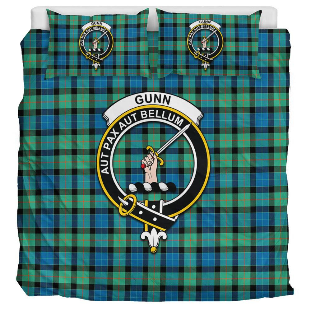 Gunn Ancient Tartan Bedding Set with Family Crest UK Bedding Set UK Super King 104*94 inch - Tartan Vibes Clothing