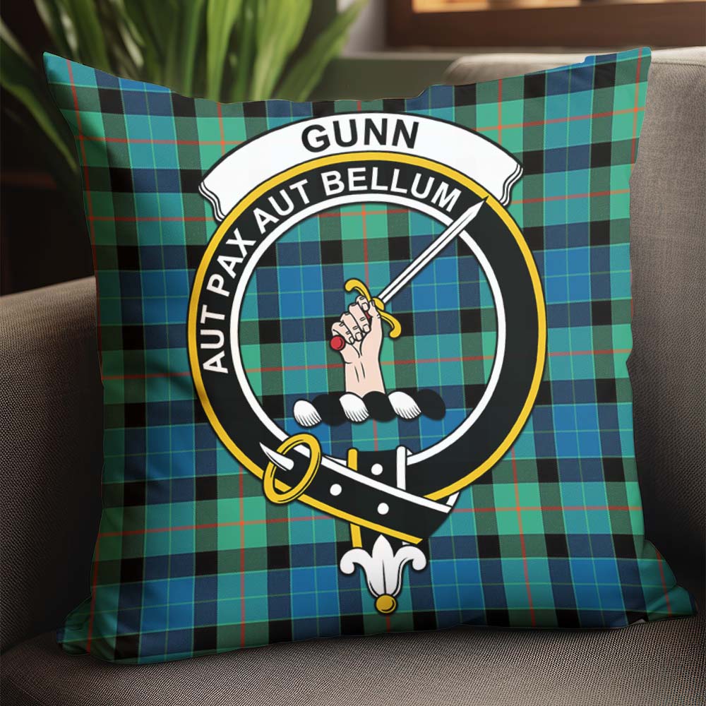 Gunn Ancient Tartan Pillow Cover with Family Crest - Tartanvibesclothing